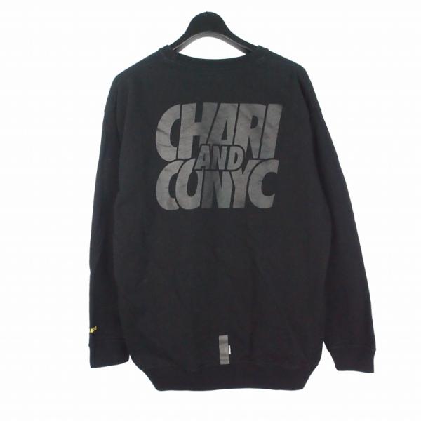 チャリアンドコー CHARI&amp;CO プランプロゴ クルーネック スウェット PLUMP LOGO CREWNECK SWEATS バックプリントトレーナー L  黒 ブラック