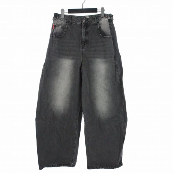 ナインティナインティ 9090 King Logo Slub Buggy Pants キングロゴ スラブ バギーデニムパンツ ジーンズ L ブラック 黒 NN1857 メンズ