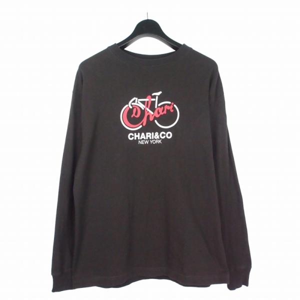 チャリアンドコー CHARI&amp;CO コア オージー スクリプト ロンT Tシャツ カットソー長袖 S 黒 ブラック メンズ