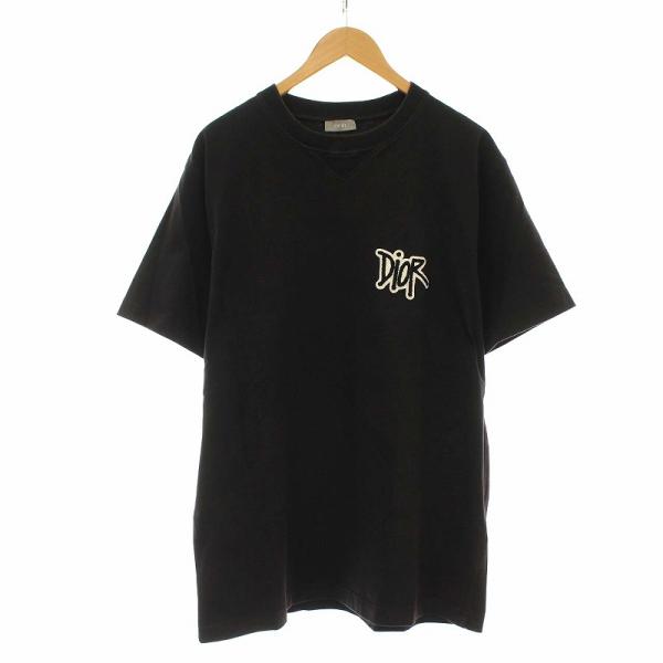ディオールオム Dior HOMME 20AW Shawn Stussy ショーンステューシー ロゴワッペン Tシャツ カットソー 半袖 XL 黒 ブラック メンズ ディオールオム Dior HOMME 20AW Shawn Stussy ショーンステューシー ロゴワッペン Tシャツ カットソー 半袖 XL 黒 ブラック メンズ