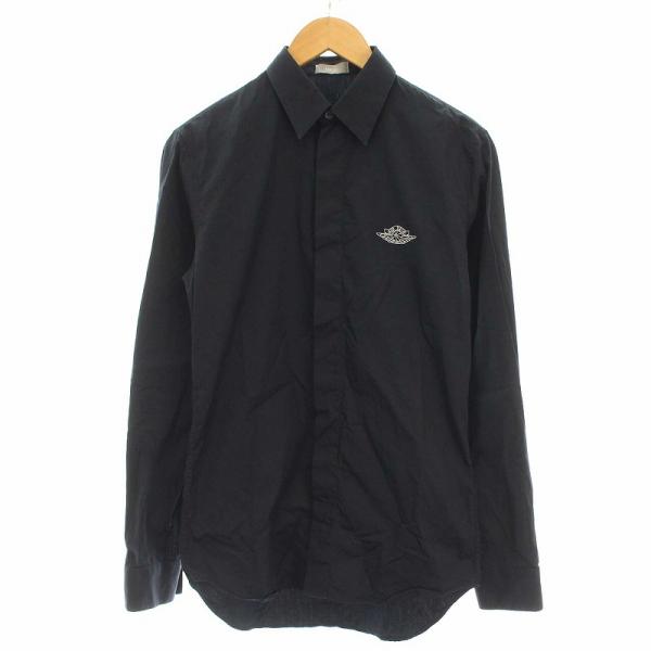 ディオールオム Dior HOMME AIR JORDAN AIR DIOR 20AW M.Woven Shirt ウーブンシャツ 長袖 ロゴ刺繍 37 S 黒 ブラック /KH メンズ ディオールオム Dior HOMME AIR JORDAN AIR DIOR 20AW M.Woven Shirt ウーブンシャツ 長袖 ロゴ刺繍 37 S 黒 ブラック /KH メンズ