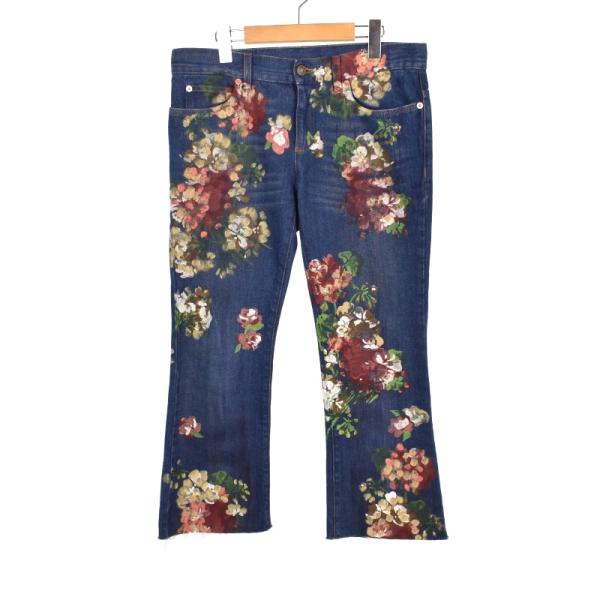 GUCCI グッチ フラワープリント ブーツカット フレア デニム GUCCI グッチ フラワープリント ブーツカット フレア デニム
