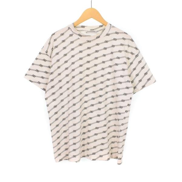 【中古】バレンシアガ BALENCIAGA BB総柄 ロゴプリント Tシャツ カットソー 半袖 S 白 ホワイト 612965 TIVG1 メンズ BALENCIAGA（バレンシアガ） BALENCIAGA BB総柄 ロゴプリント Tシャツ
