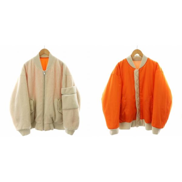 【中古】アンダーカバー MOHAIR SHAGGY BIG MA-1 ボンバージャケット ブルゾン リバーシブル モヘヤ混 3 オレンジ 白 アンダーカバー UNDERCOVER MOHAIR SHAGGY BIG MA-1 ボンバー