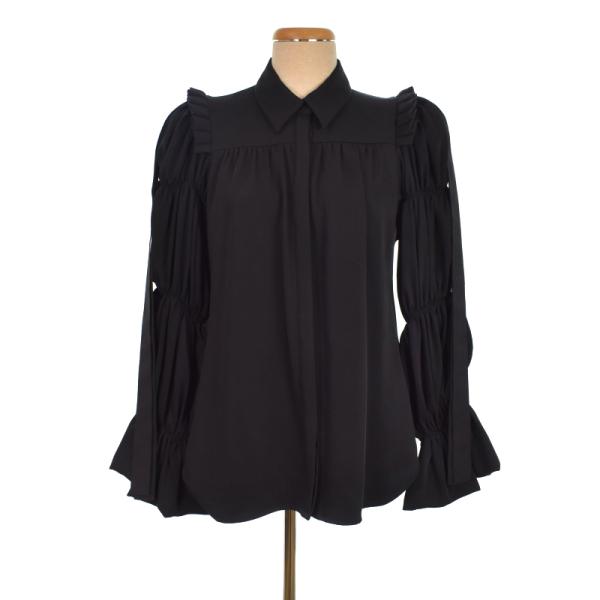 【中古】ヘンネ HAENGNAE OMOCHI BLOUSE ショルダーギャザーブラウス シャツ 長袖 黒 ブラック 1221030402 ヘンネ HAENGNAE OMOCHI BLOUSE ショルダーギャザーブラウス シャツ