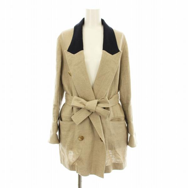 【中古】エズミ EZUMi リネンテーラードジャケット ダブル 麻 ベルト付き S ベージュ YESS19JK04 /KU レディース エズミ EZUMi リネンテーラードジャケット ダブル 麻 ベルト付き S