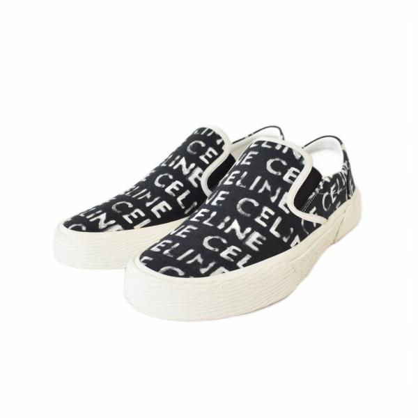 【中古】セリーヌ CELINE ELLIOT エリオット スリッポン ロゴ 40 黒 ブラック ☆AA★ CELINE（セリーヌ） CELINE ELLIOT エリオット スリッポン ロゴ 40 黒