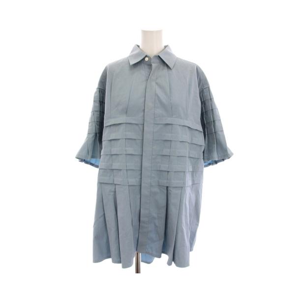 【中古】ベルパー BELPER シャツ ブラウス F 水色 ライトブルー プリーツ 五分袖 1614-0322T /YM レディース ベルパー BELPER シャツ ブラウス F 水色 ライトブルー プリーツ 五分