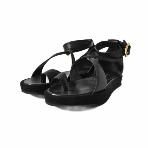 マメクロゴウチ Mame Kurogouchi Curved Line Ankle Strap Sandals