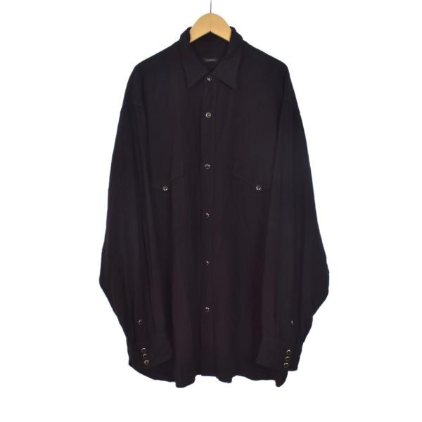 【中古】コモリ COMOLI 25SS レーヨン ウエスタンシャツ 長袖 3 黒 ブラック B01-02003 メンズ コモリ COMOLI 25SS レーヨン ウエスタンシャツ 長袖 3 黒 ブラック