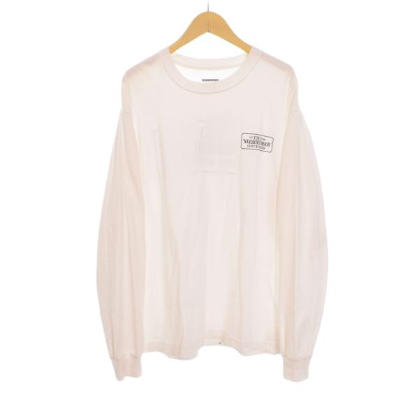 NEIGHBORHOOD ストライプ 長袖カットソー L ネイバーフッド NEIGHBORHOOD Tシャツ 長袖 ロンT ロゴ プリント M 白