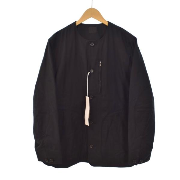 美品　山内 ヤマウチ20AW塩縮コットンキュプラ　ノーカラージャケット グレー 未使用品 ヤマウチ 山内 20AW 日本製 塩縮コットンキュプラ 中綿入り