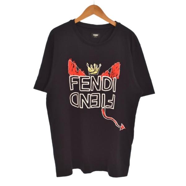 フェンディ FENDI 19SS KING DEMON BUGS EYES T-SHIRTS キングデーモン バグズアイ Tシャツ 半袖 XS 黒 ブラック FY0936 A6ZO メンズ