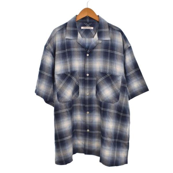 セブンバイセブン 7×7 24SS OPEN COLLAR SHEER SHIRTS S/S オープンカラー シャツ 半袖 チェック L 青 ブルー 800-4150096 メンズ