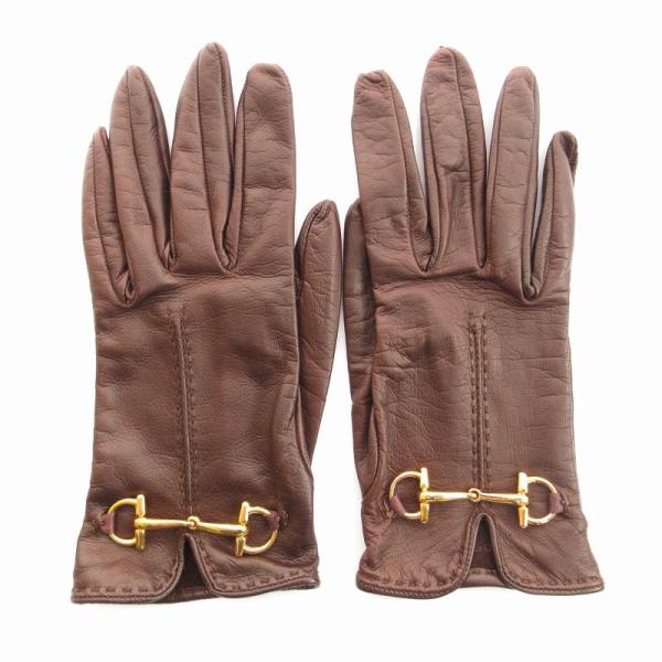 美品☆GUCCI レザー 手袋羊皮GG柄レディース