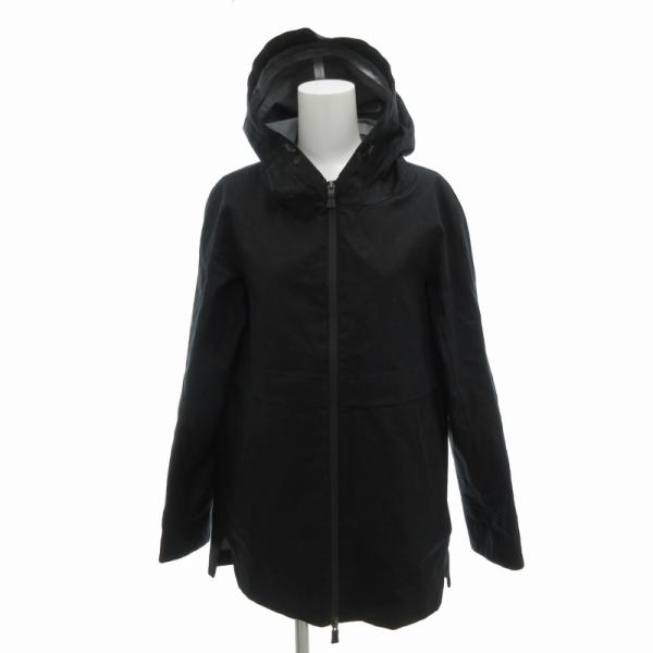 【中古】ヘルノ HERNO リネン フーデッドジャケット ブルゾン ダブルジップ 麻 38 M 黒 ブラック GC028DL メンズ ヘルノ HERNO リネン フーデッドジャケット ブルゾン ダブルジップ 麻