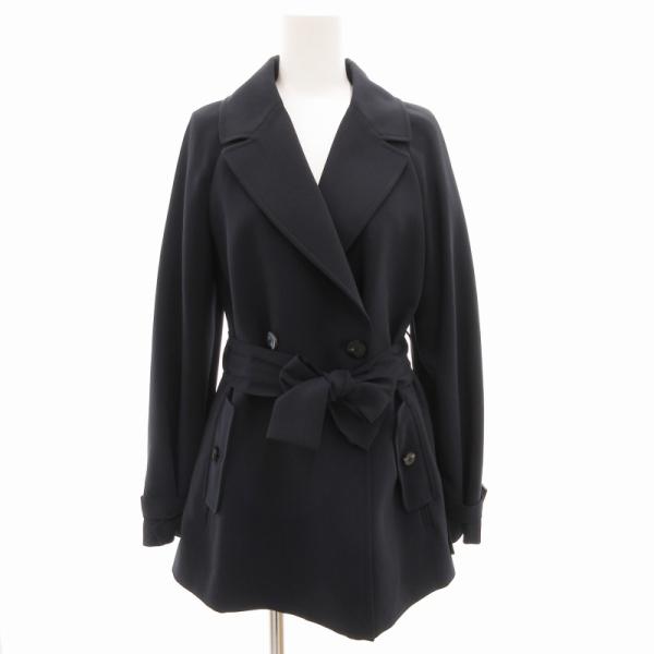 【中古】トネッロ TONELLO ダブルブレスト トレンチコート ジャケット ショート ベルト付 総裏地 40 紺 ネイビー トネッロ TONELLO ダブルブレスト トレンチコート ジャケット ショート