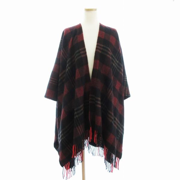 BALENCIAGA バレンシアガ 美品 ポンチョ ケープ チェック カシミヤ混  