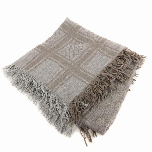 GUCCI（グッチ） ストール スカーフ 大判 フリンジ GG柄 508027 シルク