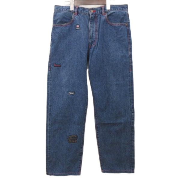 パパス Papas デニムパンツ ジーンズ ワッペン ジップフライ コットン