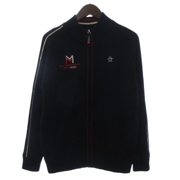 良品　マンシングウエア　ウール　ニット　ブルゾン　ジャケット　裏地あり　1 マンシングウェア MUNSINGWEAR ニットジャケット ブルゾン フルジップ