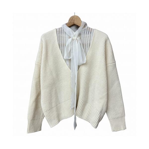 サカイ sacai 20AW ボウタイ ドッキング ニット セーター クリーム