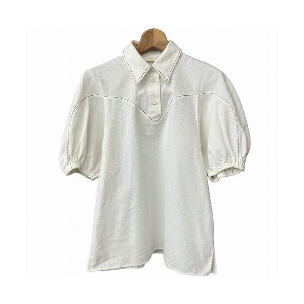 クロエ CHLOE 24SS ボリュームスリーブ プルオーバー ブラウス 半袖 白 ホワイト 36 CHC24SHT0704810736 ■GY21 レディース
