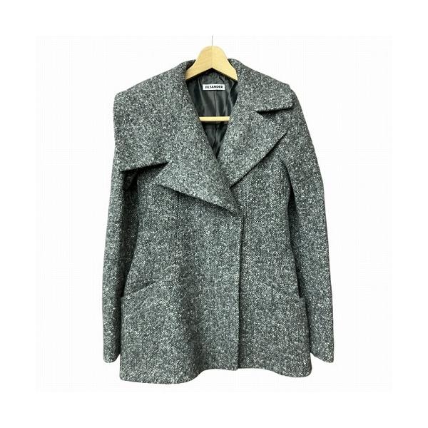 【中古】ジルサンダー JIL SANDER アシンメトリー ツイード ジャケット 灰 グレー 36 S位 138710 21810582 ■GY41 ジルサンダー JIL SANDER アシンメトリー ツイード ジャケット 灰