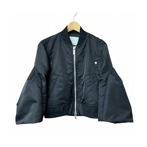 サカイ sacai 24SS フレアスリーブ MA1 ブルゾン 黒 ブラック 3 24