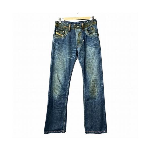 【中古】ディーゼル DIESEL デニムパンツ フレア USED加工 汚し加工 青 ブルー 28 ☆AA★ メンズ DIESEL（ディーゼル） デニムパンツ フレア USED加工 汚し加工 青