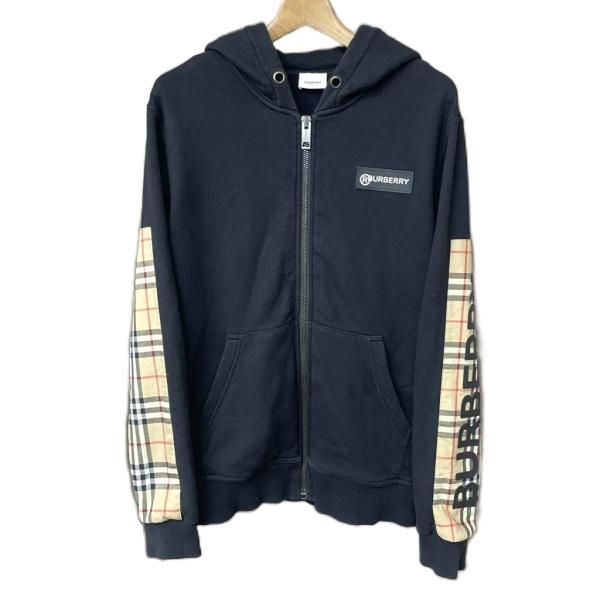 【たーくん】バーバリー/ジップアップパーカー/ノバチェック/ブラック/L たーくん様専用】バーバリー/ジップアップパーカー/ノバチェック