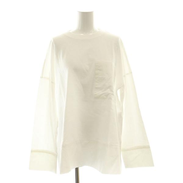 【中古】エンフォルド 美品 クラッシック天竺 WOVEN×CUT PULLOVER プルオーバー カットソー 長袖 38 ■OS ■SH エンフォルド ENFOLD 美品 クラッシック天竺 WOVEN×CUT PULLOVER プル