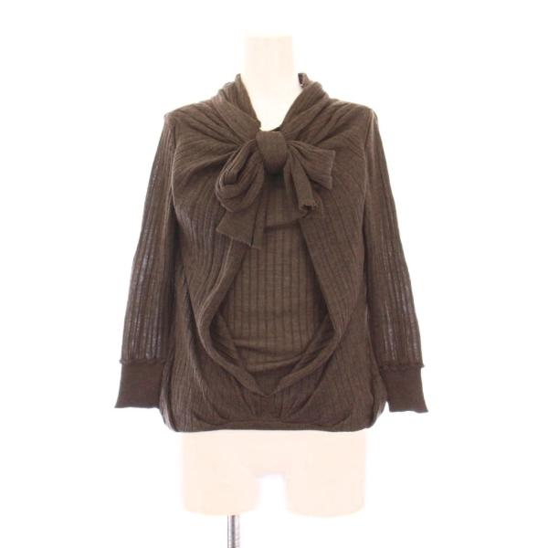 【中古】ルイヴィトン LOUIS VUITTON ニット セーター 長袖 リボン カシミヤ シルク混 ストレッチ S 茶 ブラウン LOUIS VUITTON（ルイ・ヴィトン） ニット セーター 長袖 リボン