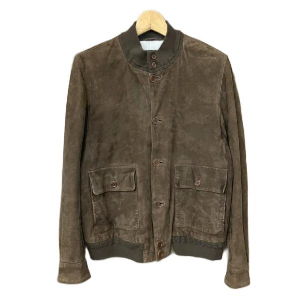 【中古】チンクアンタ Cinquanta ドライビングブルゾン 羊革 ラムスキン スウェード スタンドカラー 50 茶 ブラウン チンクアンタ Cinquanta ドライビングブルゾン 羊革 ラムスキン