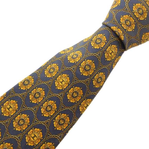 CHANEL シャネル 美品 ネクタイ レギュラータイ 総柄 ロゴ シルク