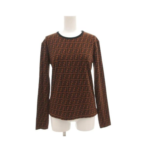 フェンディ 長袖カーディガン 袖裾ズッカ柄 ロゴ 丸襟 ウール混 イタリア製 フェンディ 長袖カーディガン 袖裾ズッカ柄 ロゴ 丸襟 ウール混