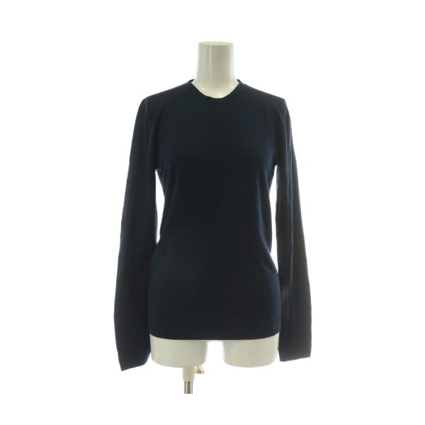 【中古】シャネル CHANEL 02A ニット セーター ウール カシミヤ混 長袖 クルーネック ココマーク 刺繍 38 M ネイビー CHANEL（シャネル） CHANEL 02A ニット セーター ウール カシミヤ混