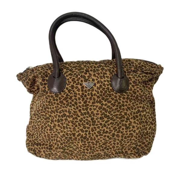BOTTEGA VENETA ボッテガヴェネタ がま口 ショルダー トートバッグ 豹 ヒョウ アニマル柄 レオパード ナイロン レザー ブラウン 茶 Bロゴ 肩掛け A4収納可能 大容量 BOTTEGA VENETA（ボッテガ・ヴェネタ） トートバッグ ハンドバッグ