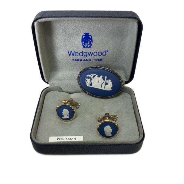 ウェッジウッド WEDGWOOD カフス ピンズ セット ビジネス ブルー メンズ