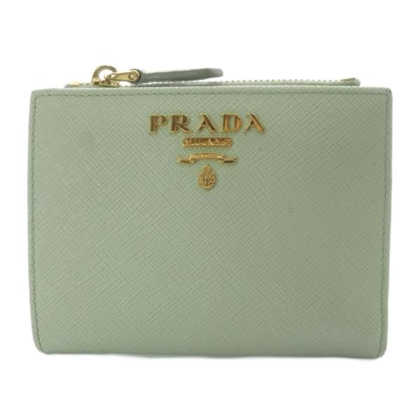 ✨激レア✨PRADA 三つ折り財布 ミントグリーン 三角ロゴプレート レザー PRADA（プラダ） PRADA SAFFIANO TRIANGOLO ウォレット 財布 二つ折り