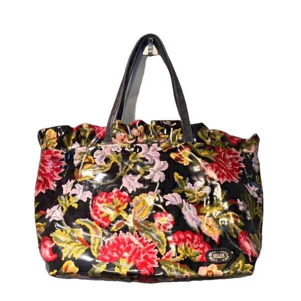 フェイラー FEILER ハンドバッグ 花柄 トートバッグ ブラック □GY06