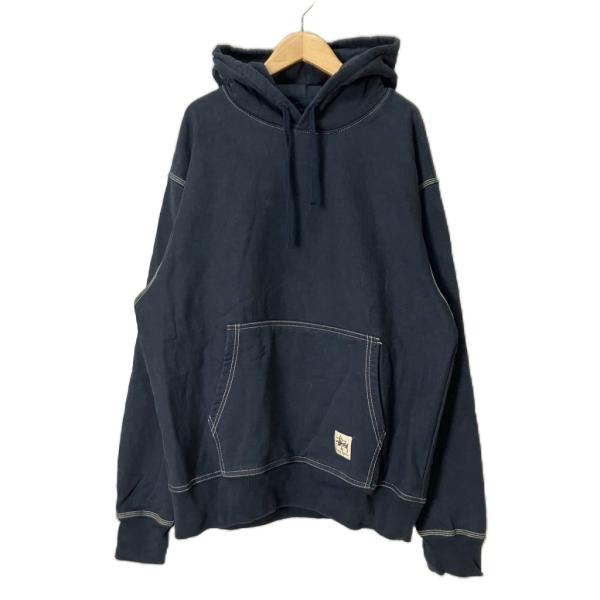 ステューシー STUSSY Contrast Stitch Label Pullover Hoodie パーカー フーディ M ネイビー 118459 メンズ