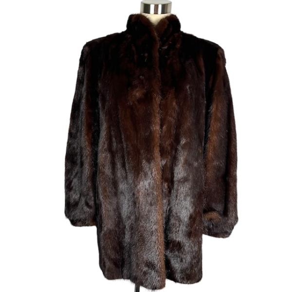 ミンク 毛皮 コート ダークブラウン 15号 レディース : ブランド古着