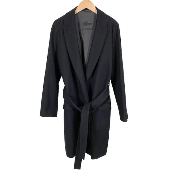 LACOSTE（ラコステ） メルトンウール ラップコート 長袖 無地 ネイビー