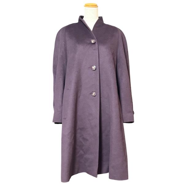 VESTINA カシミヤ100% ロングコート 長袖 無地 紫 パープル レディース