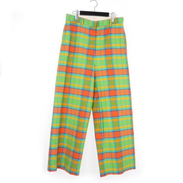アッシュ HACHE タータンチェック ストレッチ ワイドパンツ 38 マルチ  