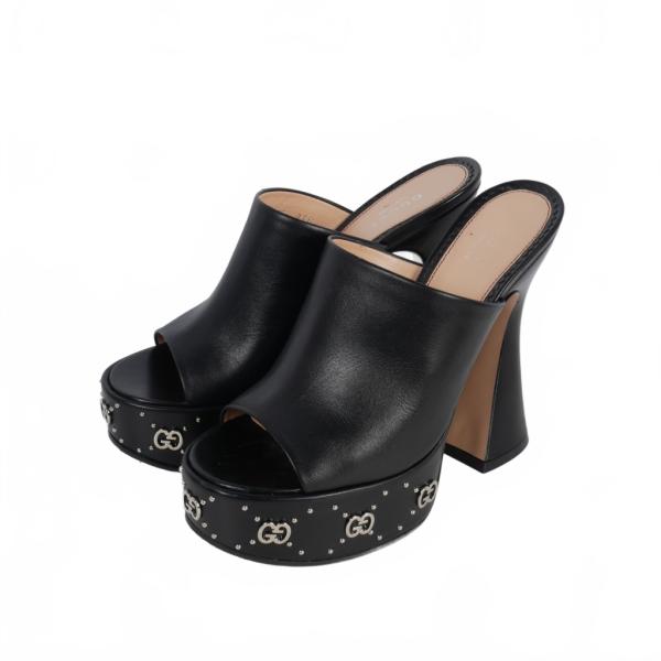 GUCCI（グッチ） プラットフォーム スライドサンダル ヒール 37 黒