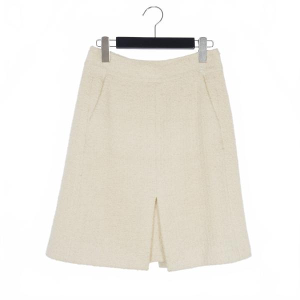 【中古】シャネル CHANEL 07P コットンツイード ひざ丈 スカート 38 白 ホワイト P30631V20636 レディース CHANEL（シャネル） CHANEL 07P コットンツイード ひざ丈 スカート 38