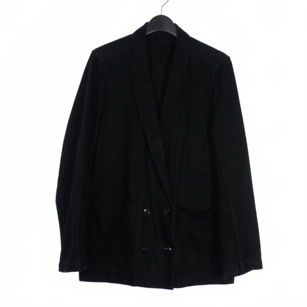 【中古】ルメール LEMAIRE デニム コットン ダブルジャケット ガーメントダイ加工 36 ブラック 黒 W202 JA224 LO017 ルメール LEMAIRE デニム コットン ダブルジャケット ガーメントダイ