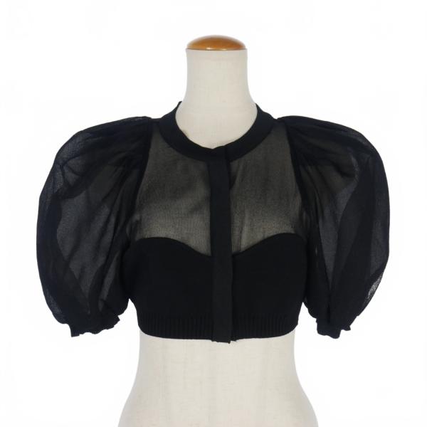 【中古】フェティコ FETICO パフスリーブ ニット トップス 半袖 PUFF SLEEVE KNIT TOP サイズ2 ブラック 黒 vectorpremium_217-902510060011